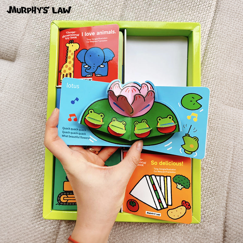 Three-dimensional toy book： So delicious、Flowers and trees、Let's drive!、Little bug、I love animals、In the sea