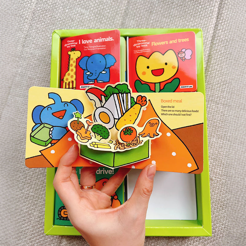 Three-dimensional toy book： So delicious、Flowers and trees、Let's drive!、Little bug、I love animals、In the sea